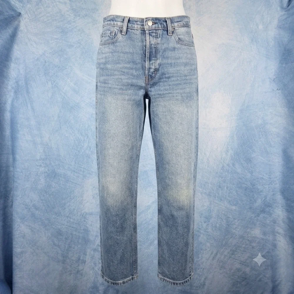 Banana Republic Mens Mid-Rise Loose Stovepipe Jeans Light Wash Denim 28